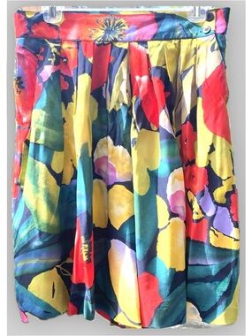 Vintage Jones New York Silk Skirt 14 Floral Multicolor High Rise Pockets NWT